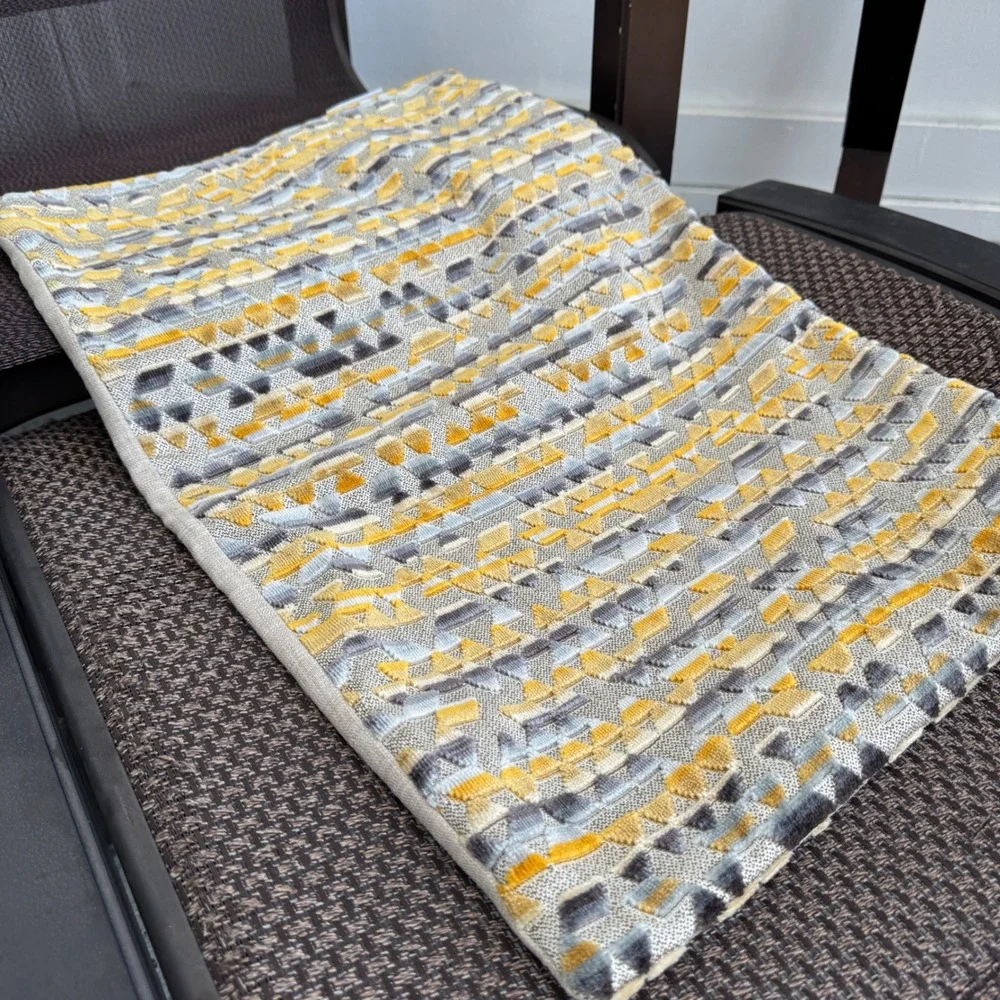 Urban Standard Pillow Cover 22x15 Mustard Yellow Grey Geometric MCM Chenille